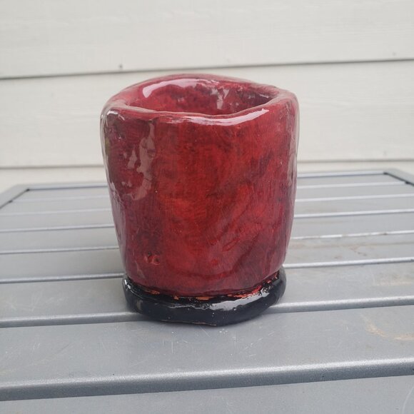 Handmade Hand Thrown Ceramic Glazed Kitsch Motor Cross Rider Helmet Planter Cup - Picture 5 of 9